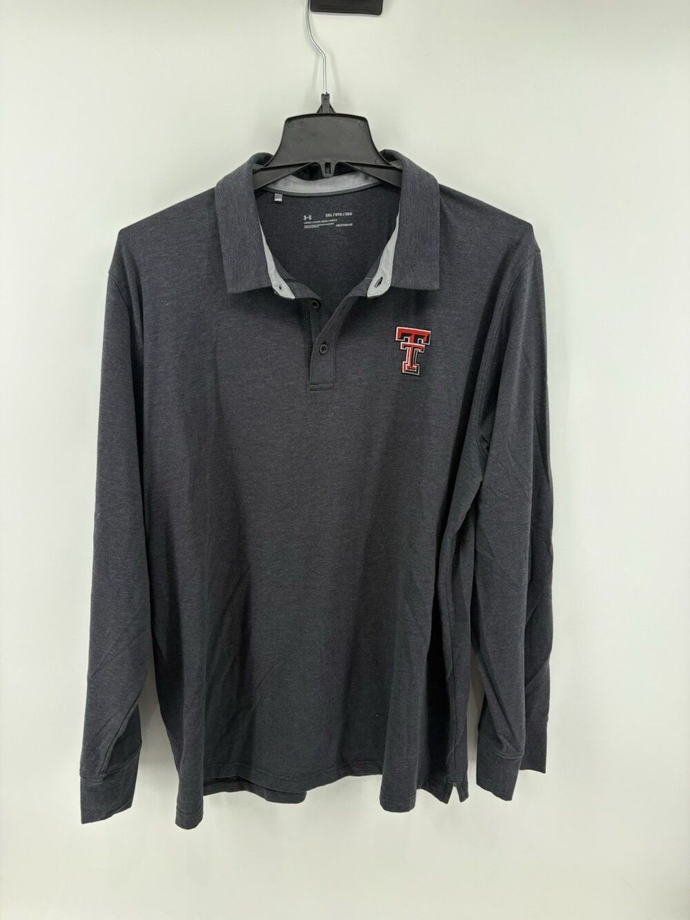 Under Armour Men’s 3XL Texas Tech Double T Embroidered Long Sleeve Gray Polo
